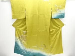 扇に藤・菊模様刺繍訪問着